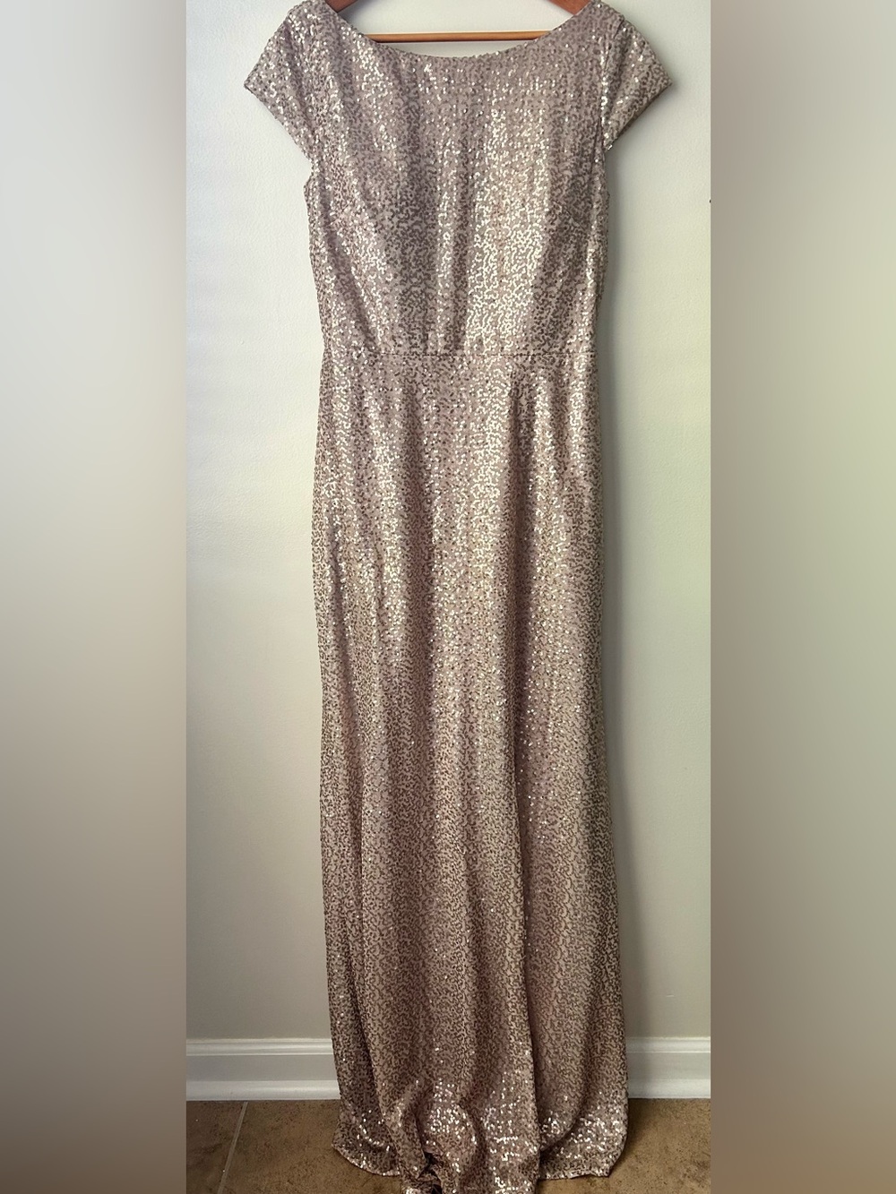 Elegant Rose Gold Sequin Maxi Dress